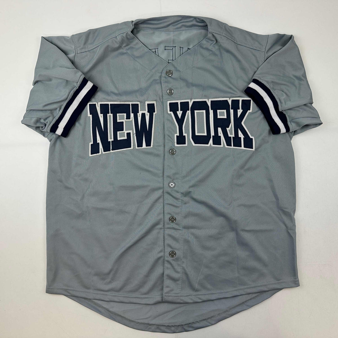 Facsimile Autographed Mariano Rivera New York Grey Reprint Jersey Size Men's XL