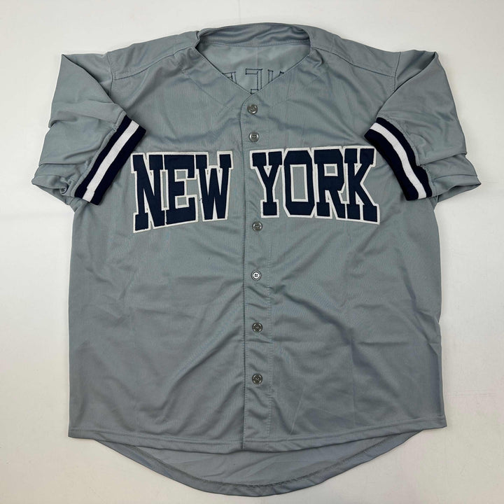 Facsimile Autographed Mariano Rivera New York Grey Reprint Jersey Size Men's XL