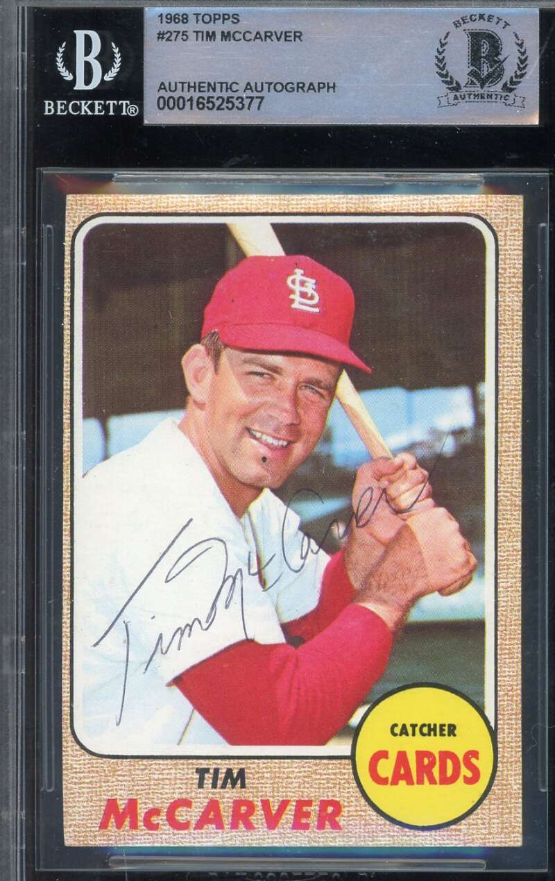 Tim McCarver Beckett BAS Signed 1968 Topps Autograph