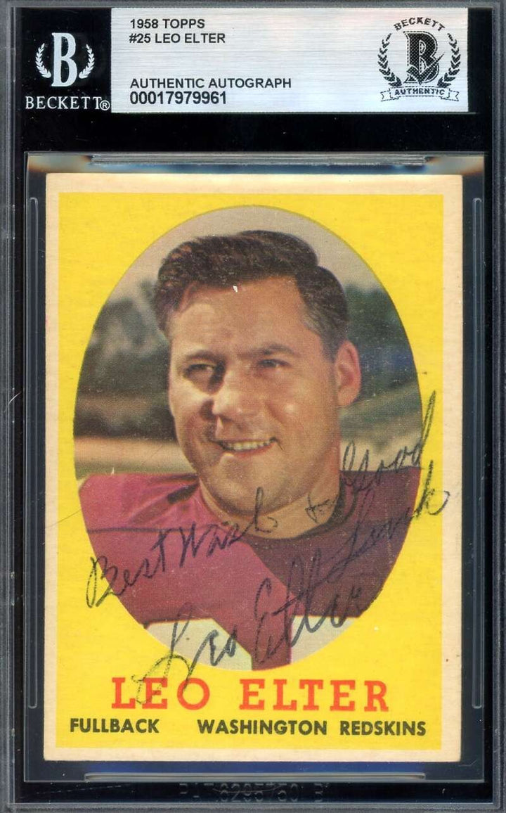Leo Elter Beckett BAS Vintage Signed 1958 Topps Autograph