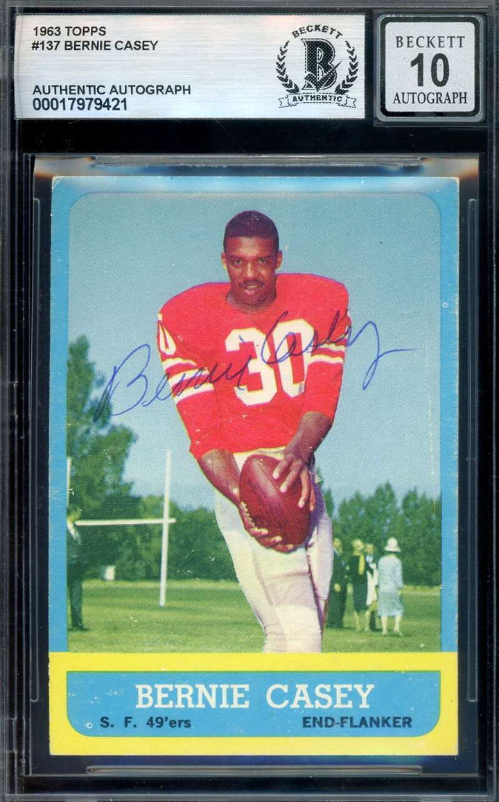 Bernie Casey Gem Mint 10 Beckett BAS Signed 1963 Topps Rookie Autograph
