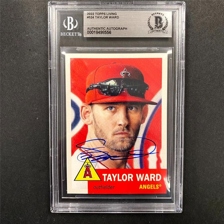 Taylor Ward signed 2022 Topps Living Set card #524 auto Angels 556 Beckett BAS