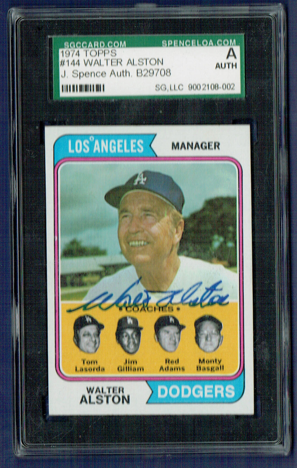 1974 Topps Walter Walt Alston #144 Signed Card JSA Coa Mint Auto Dodgers Hof