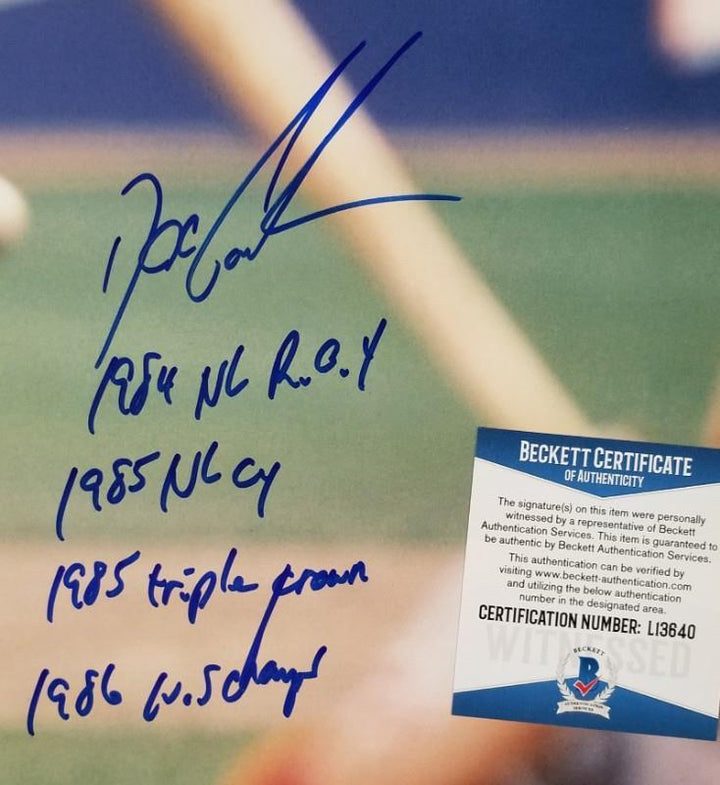 DOC GOODEN Signed 16x20 Photo + 4 Inscriptions "84 ROY 85 Cy" ~ Beckett BAS COA