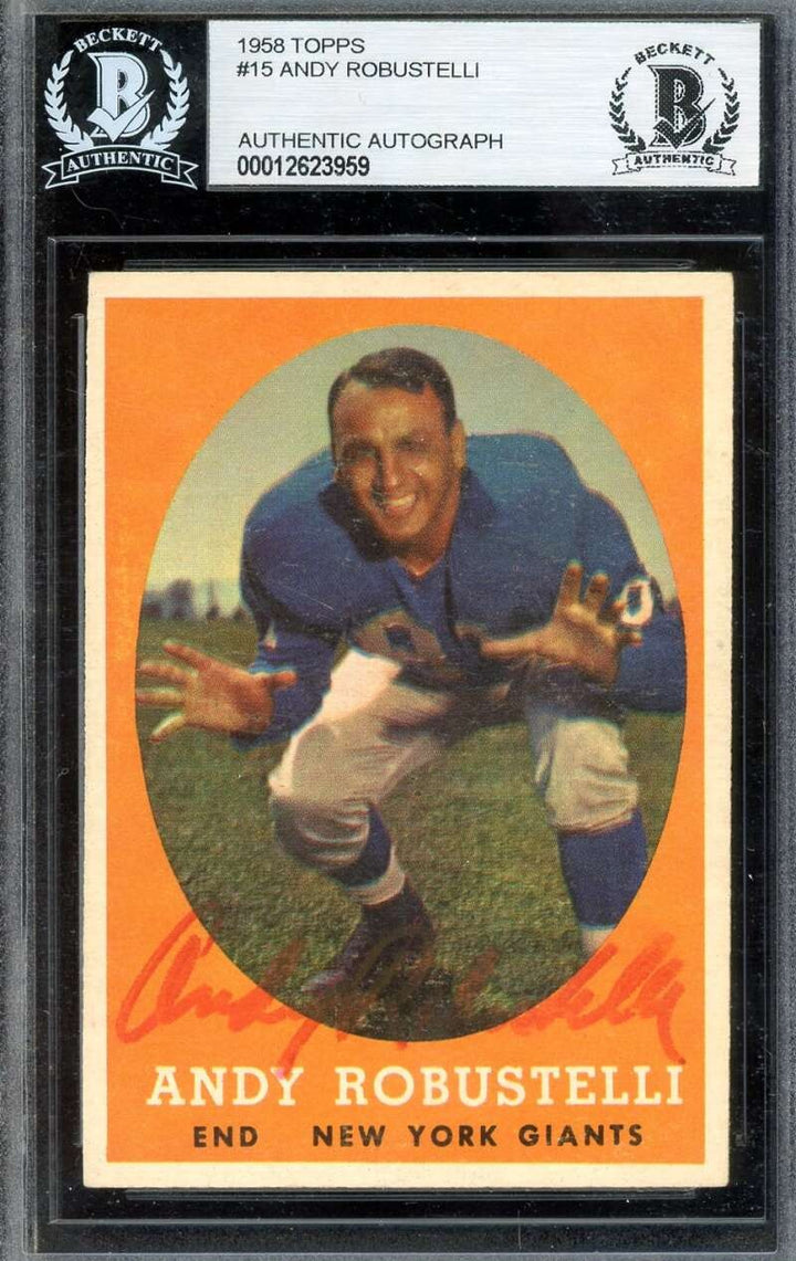 Andy Robustelli Beckett BAS Signed 1958 Topps Autograph