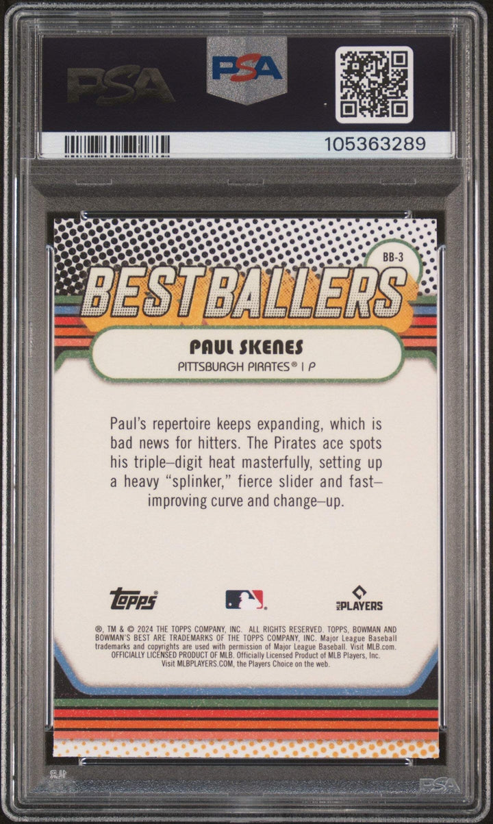 Graded 2024 Bowmans Best Paul Skenes #BB3 Best Ballers RC Baseball Card PSA 10