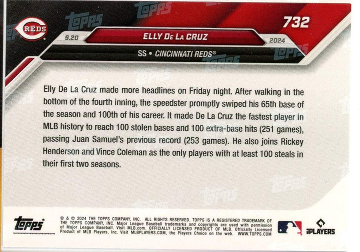 2024 Topps Now Elly De La Cruz #732 Red /10 Cincinnati Reds Rookie Baseball Card