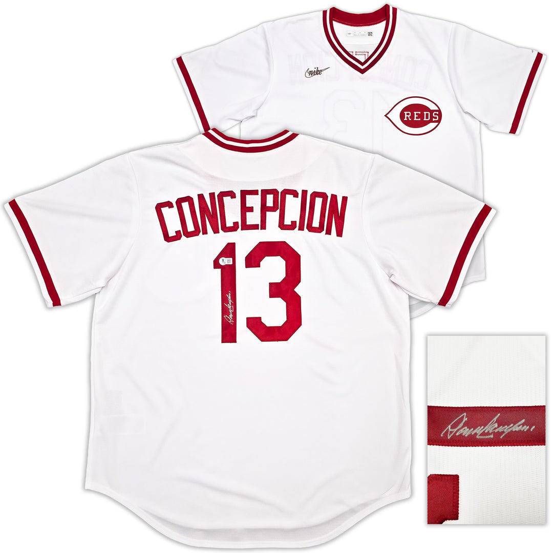 Reds Dave Concepcion Signed White Nike Cooperstown Collection Jersey Beckett