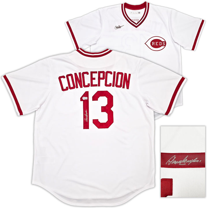 Reds Dave Concepcion Signed White Nike Cooperstown Collection Jersey Beckett