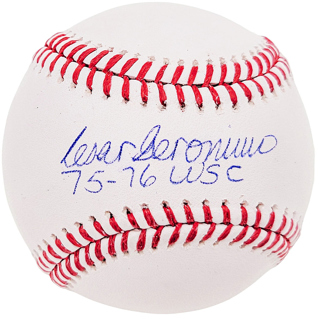 Cesar Geronimo Signed MLB Baseball Cincinnati Reds "75-76 WSC" Beckett Wit