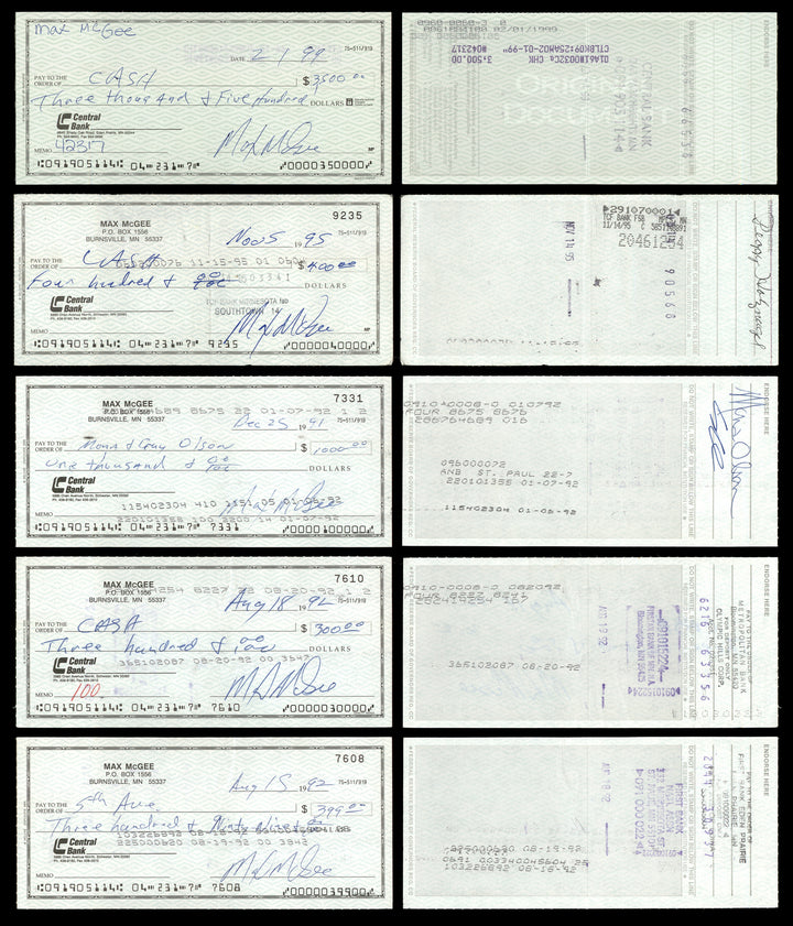 Max McGee Autographed Signed 2.75x6 Check Lot of 50 Green Bay Packers 174046