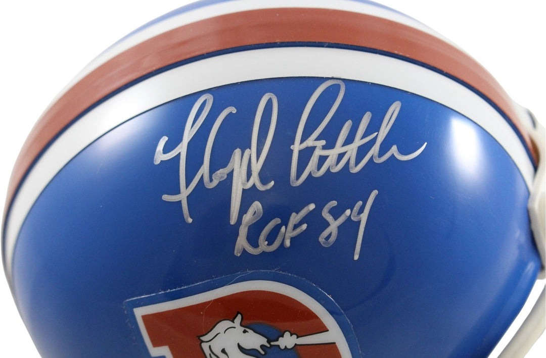 Floyd Little Autographed Denver Broncos VSR4 Mini Helmet ROF Beckett 55388