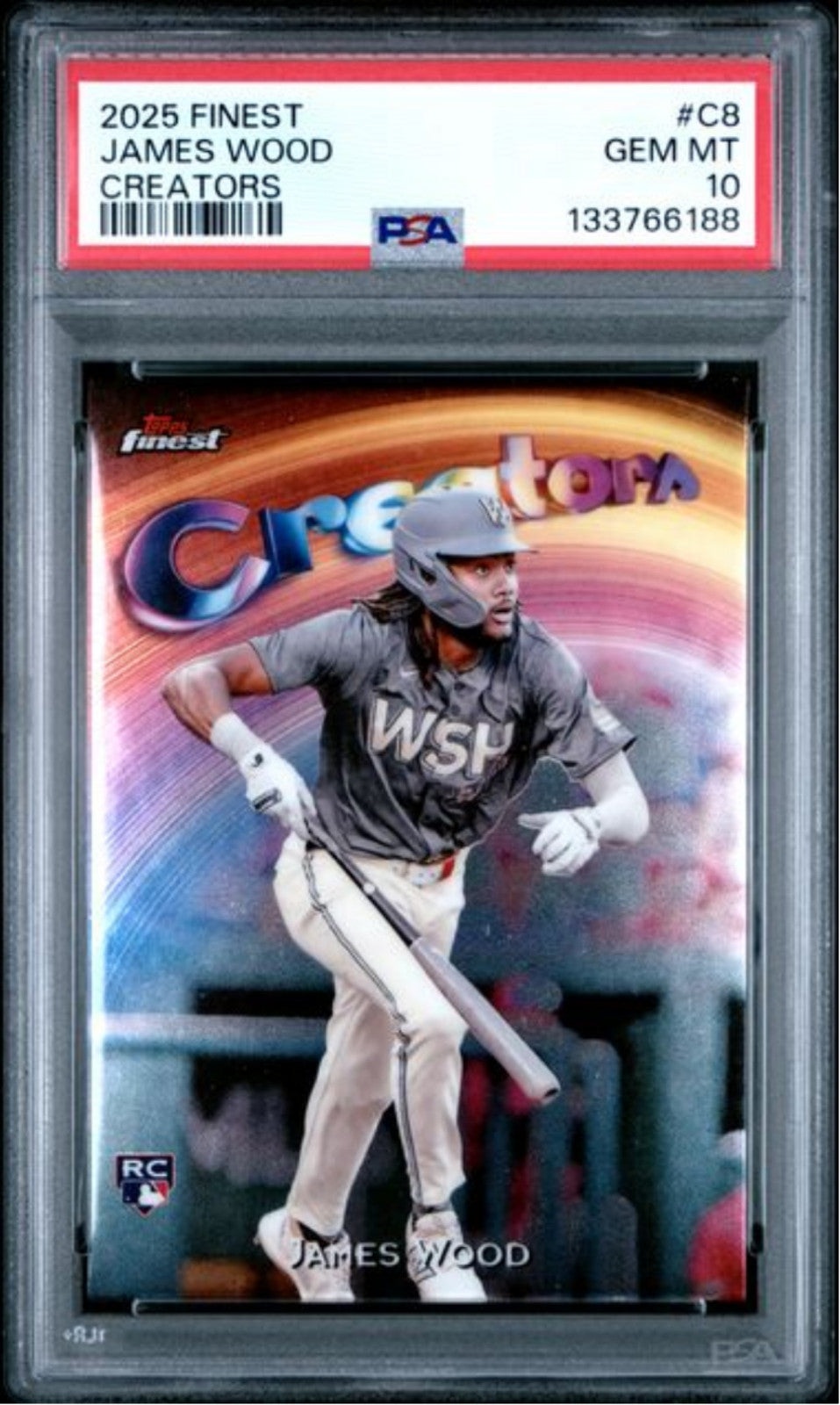 Graded 2025 Topps Finest James Wood #C8 Creators Rookie RC Card PSA 10 Gem Mint