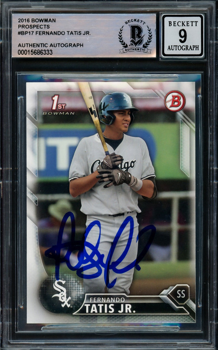 Fernando Tatis Jr. Auto 2016 Bowman Prospects RC BP17 Padres Auto Mint 9 Beckett