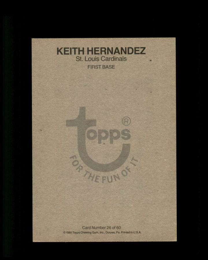 Keith Hernandez JSA Coa Signed 1980 Topps Super Autograph