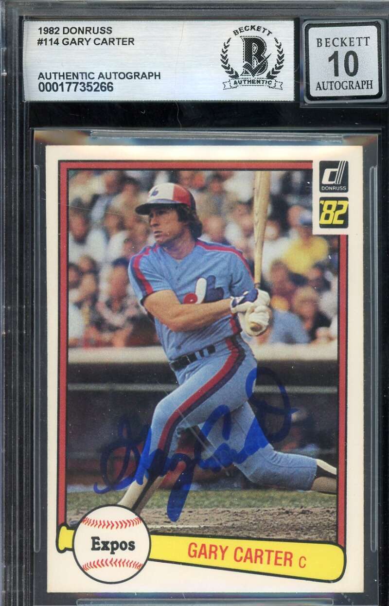 Gary Carter Gem Mint 10 Beckett BAS Signed 1982 Donruss Autograph