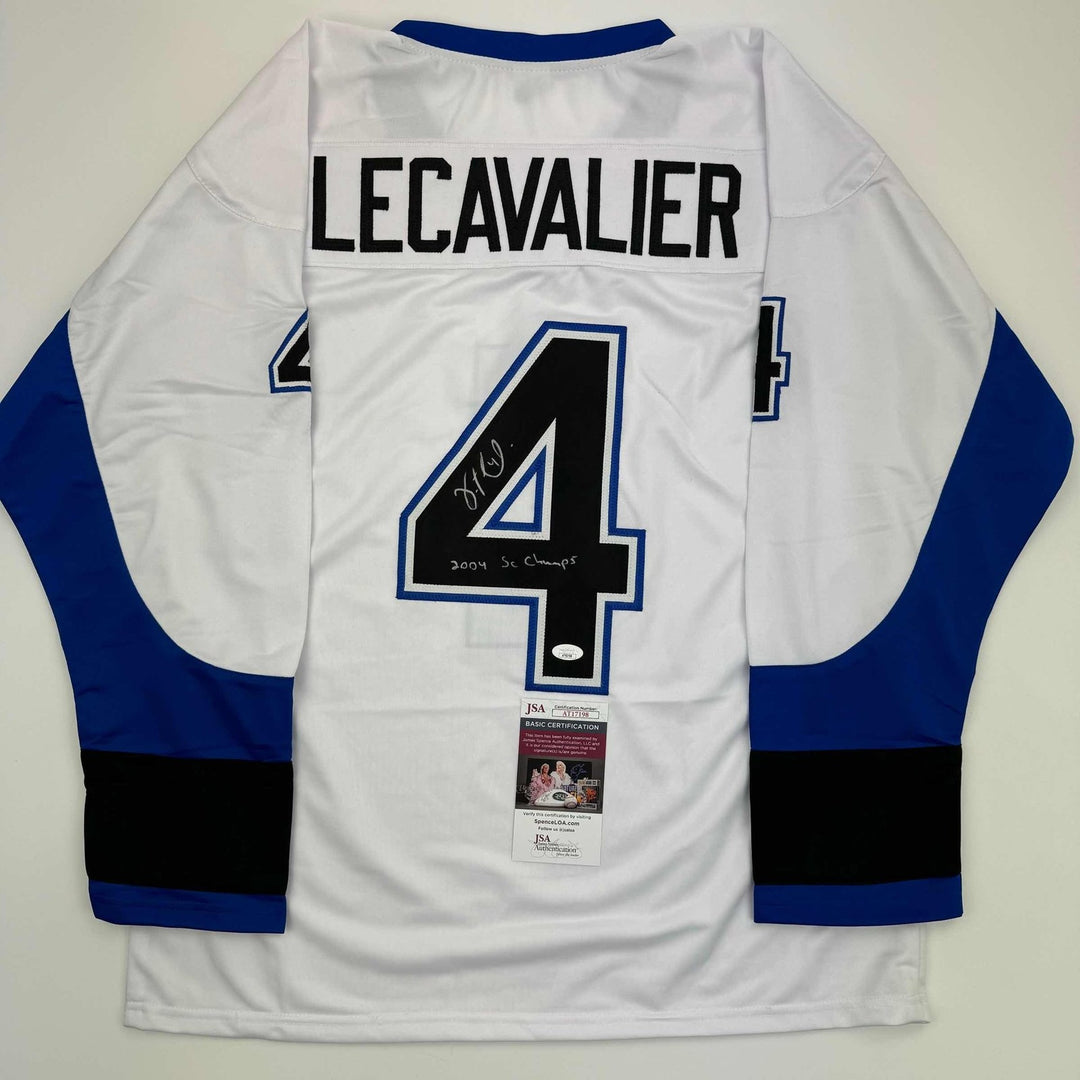Autographed/Signed Vincent Lecavalier Tampa Bay White Hockey Jersey JSA COA
