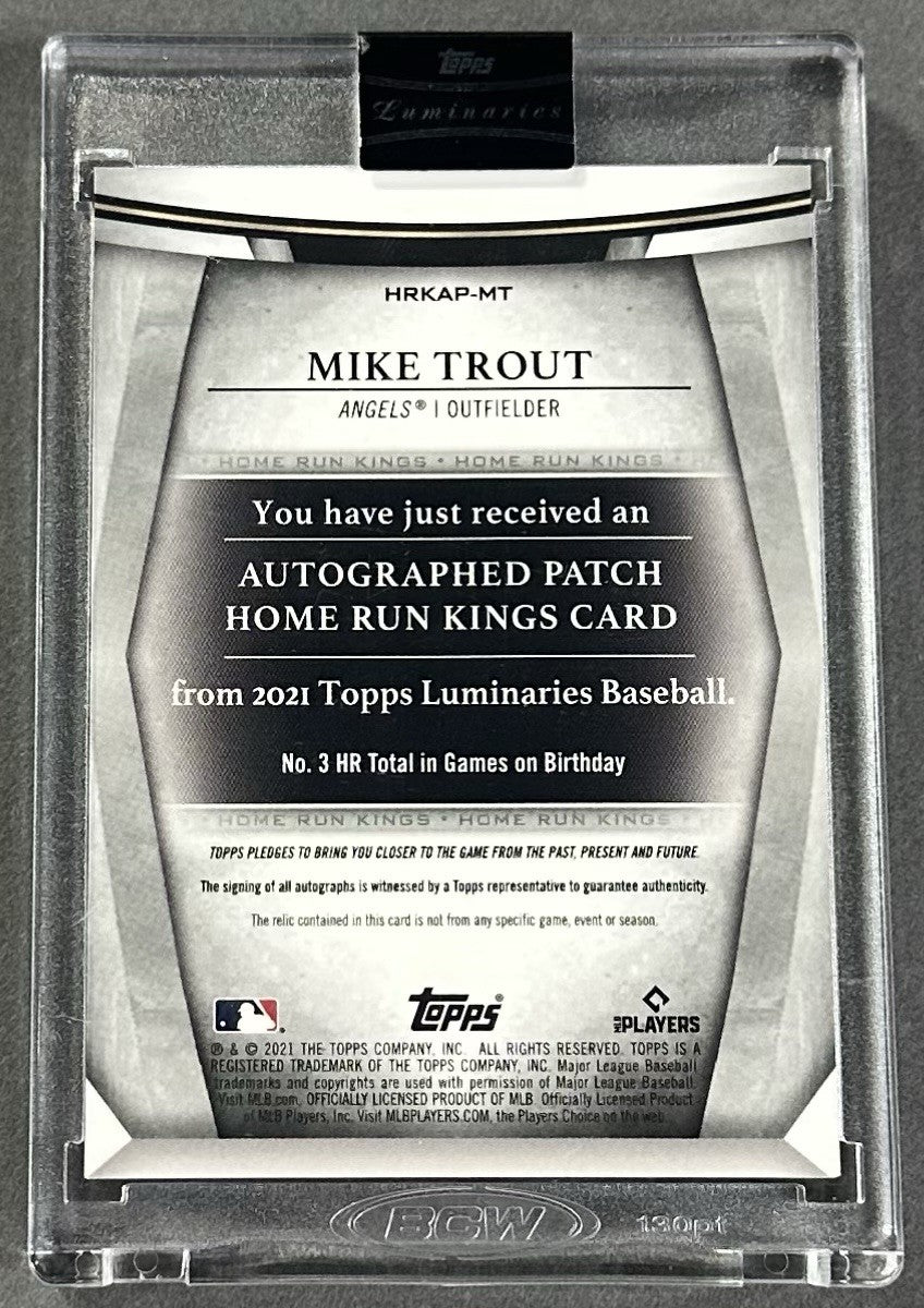 2021 Topps Luminaries Home Run Kings Mike Trout Auto 5HR Relic /15 Angels Sealed