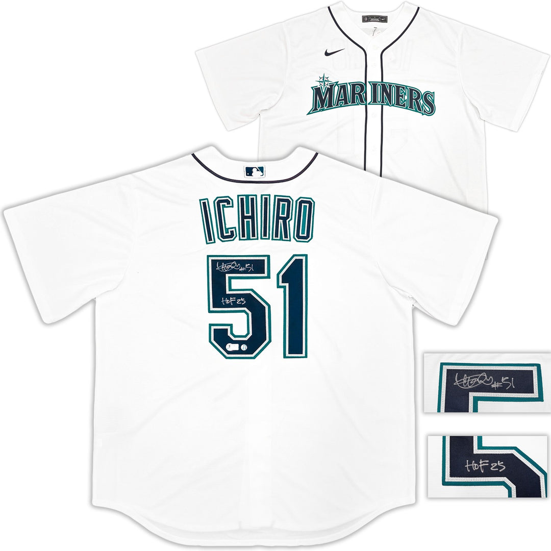 Mariners Ichiro Suzuki Auto White Nike Jersey Size XL "HOF 25" IS Holo & Beckett