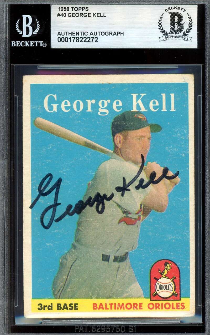 George Kell Beckett BAS Signed 1958 Topps Autograph