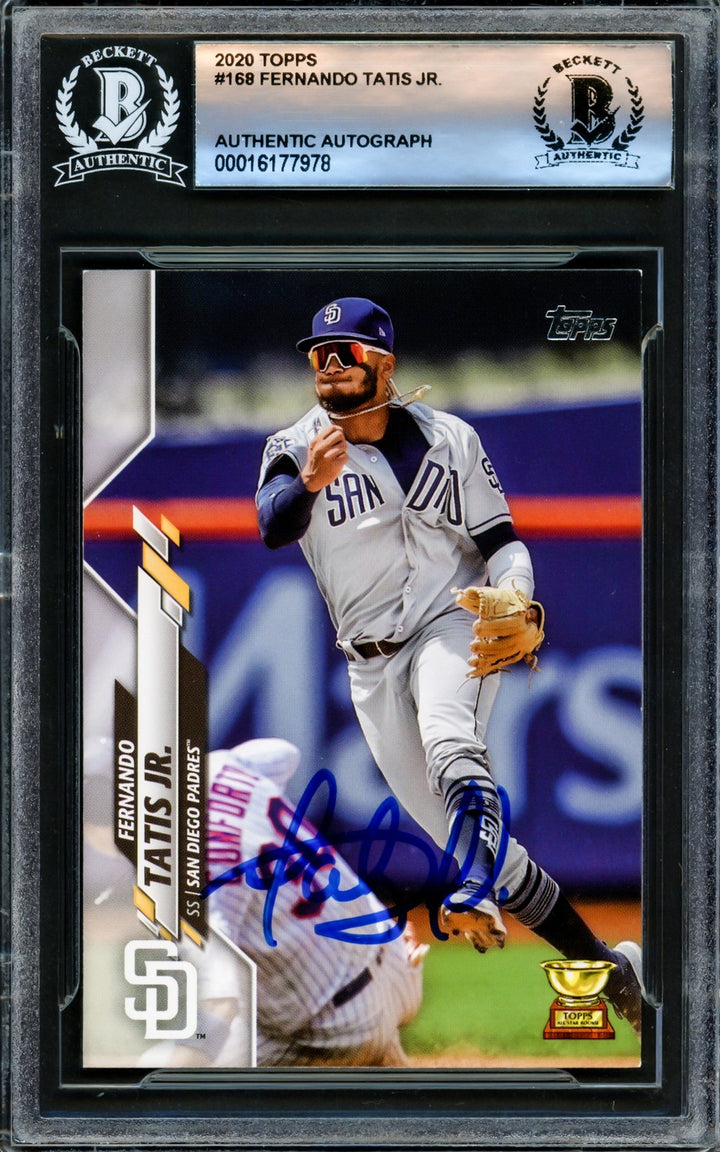 Fernando Tatis Jr. Signed 2020 Topps Card 168 San Diego Padres Beckett