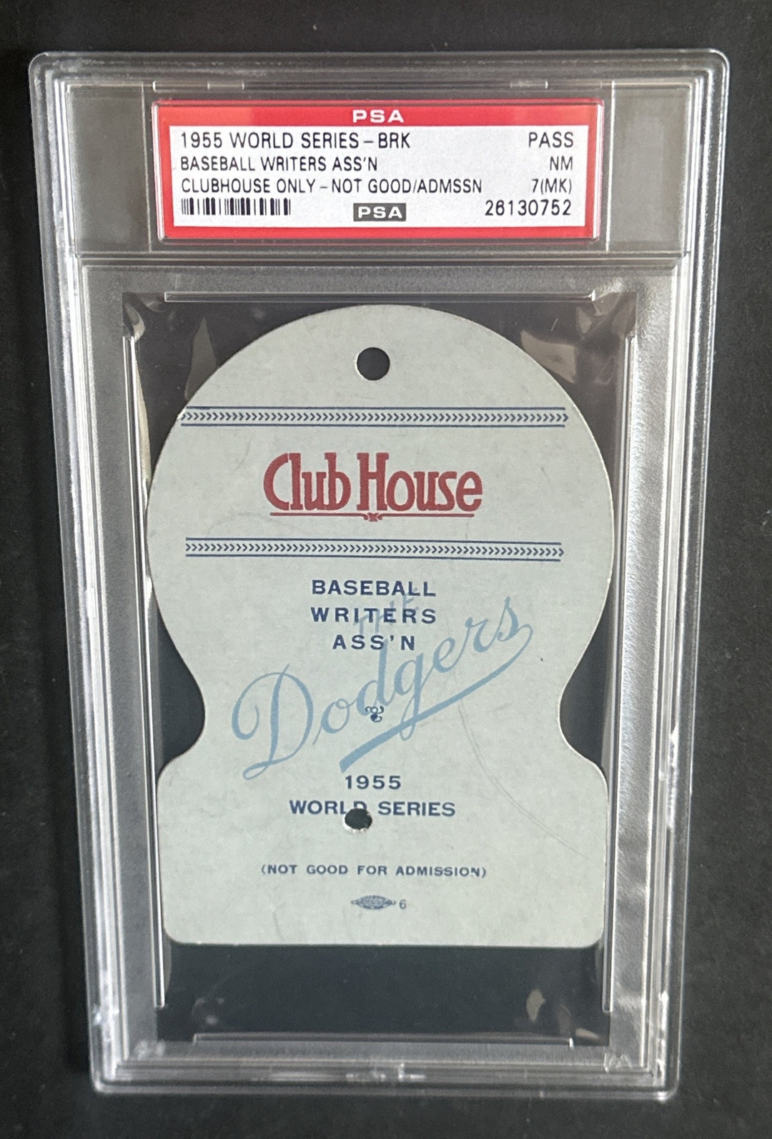 1955 WORLD SERIES Clubhouse TICKET Brooklyn DODGERS Jackie Robinson Psa 7 Pop 1