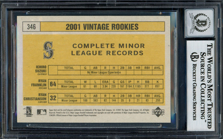 Ichiro Suzuki Signed 2001 Upper Deck Vintage RC 346 Mariners Auto GM 10 Beckett