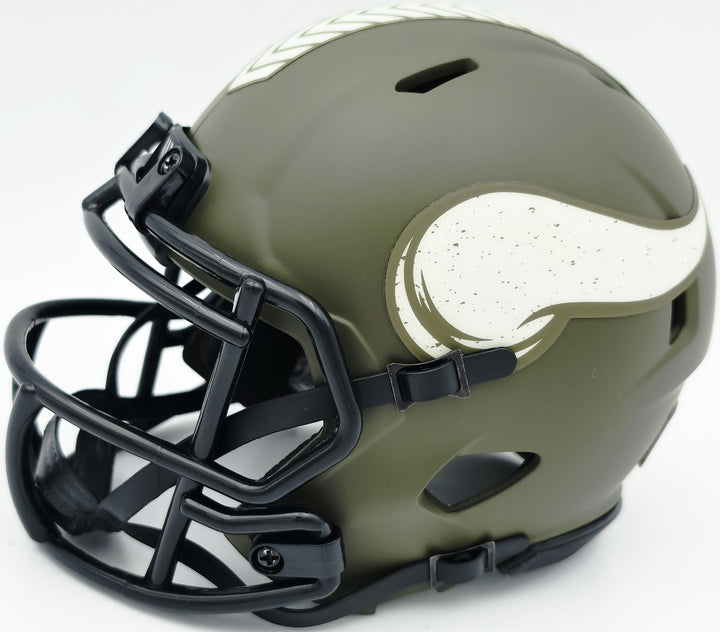 Jordan Addison Auto Vikings Army Salute To Service Speed Mini Helmet Beckett