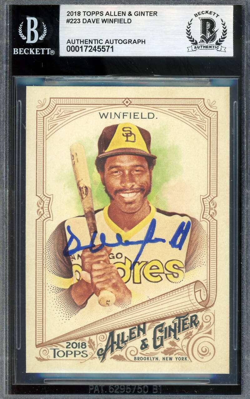 Dave Winfield Beckett BAS Signed 2018 Topps Allen & Ginter Autograph
