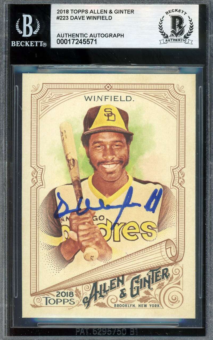Dave Winfield Beckett BAS Signed 2018 Topps Allen & Ginter Autograph