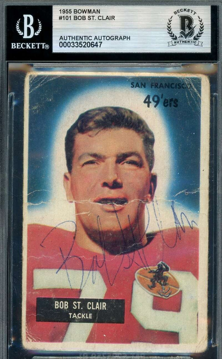 Bob St. Clair Beckett BAS Vintage Signed 1955 Bowman Rookie Autograph 49ers