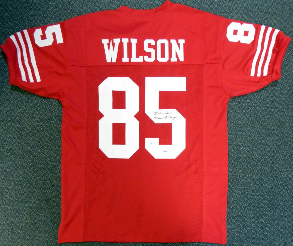 San Francisco 49ers Mike Wilson Signed Red Jersey "4X SB Champs!" PSA/DNA