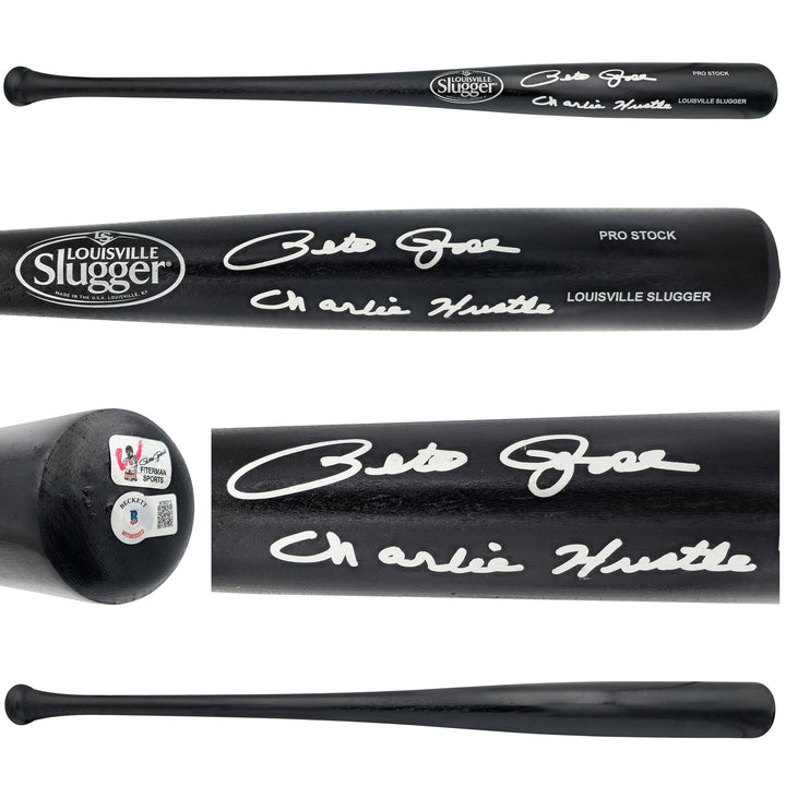 Pete Rose Auto Black L Slugger Pro Stock Baseball Bat Charlie Hustle Beckett