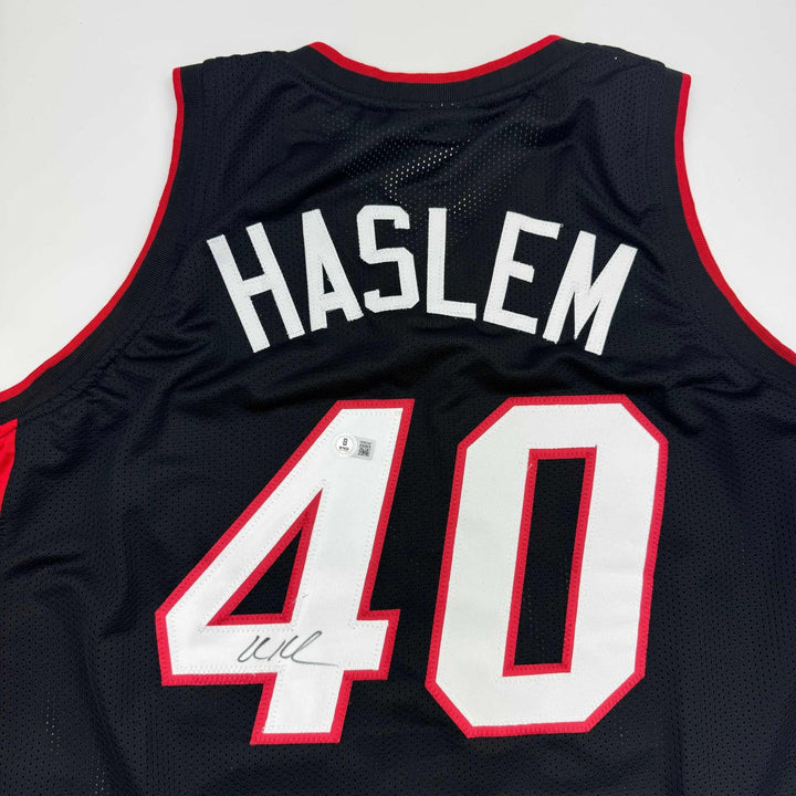 Autographed/Signed Udonis Haslem Miami Black Jersey Beckett BAS COA