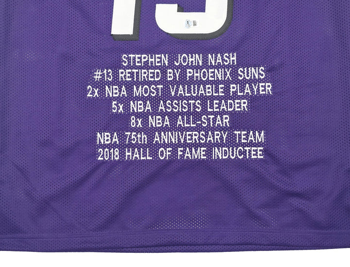 Phoenix Suns Steve Nash Autographed Signed Purple Stat Jersey Beckett Wit