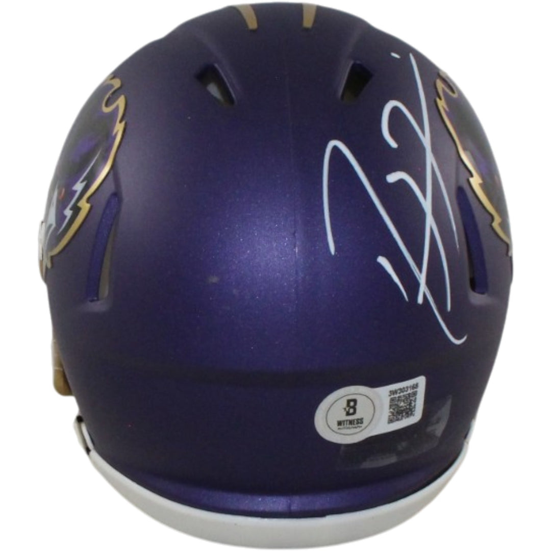 Ray Lewis Autographed Baltimore Ravens 24 Alt Mini Helmet Beckett WIT 55626