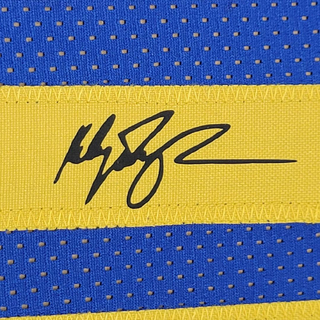 Framed Facsimile Autographed Klay Thompson 33x42 Blue Reprint Laser Auto Jersey