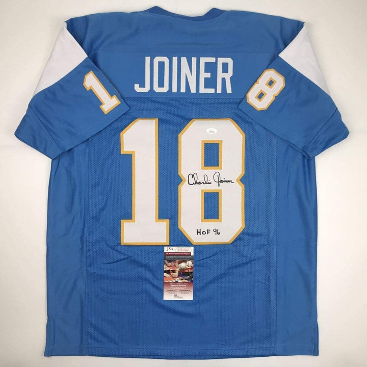 Signed CHARLIE JOINER HOF 96 San Diego Powder Blue Jersey JSA COA