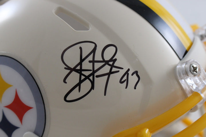 Troy Polamalu Autographed Pittsburgh Steelers Retro Mini Helmet Beckett 56182