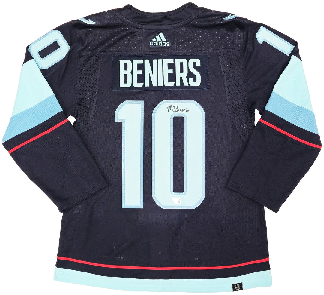 Seattle Kraken Matty Beniers Auto Blue Adidas Authentic Jersey Size 46 Fanatics