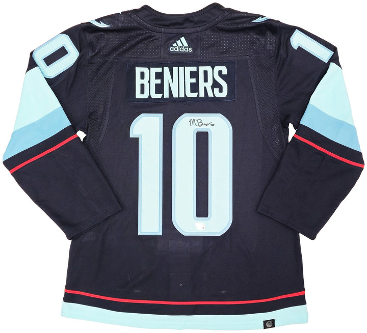 Seattle Kraken Matty Beniers Auto Blue Adidas Authentic Jersey Size 46 Fanatics