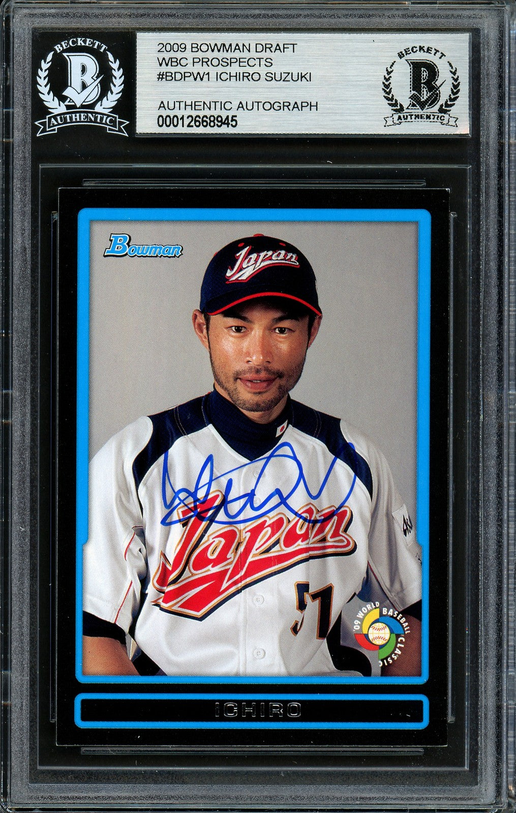 Ichiro Suzuki Autographed Signed 2009 Bowman Draft Card BDPW1 Japan Beckett