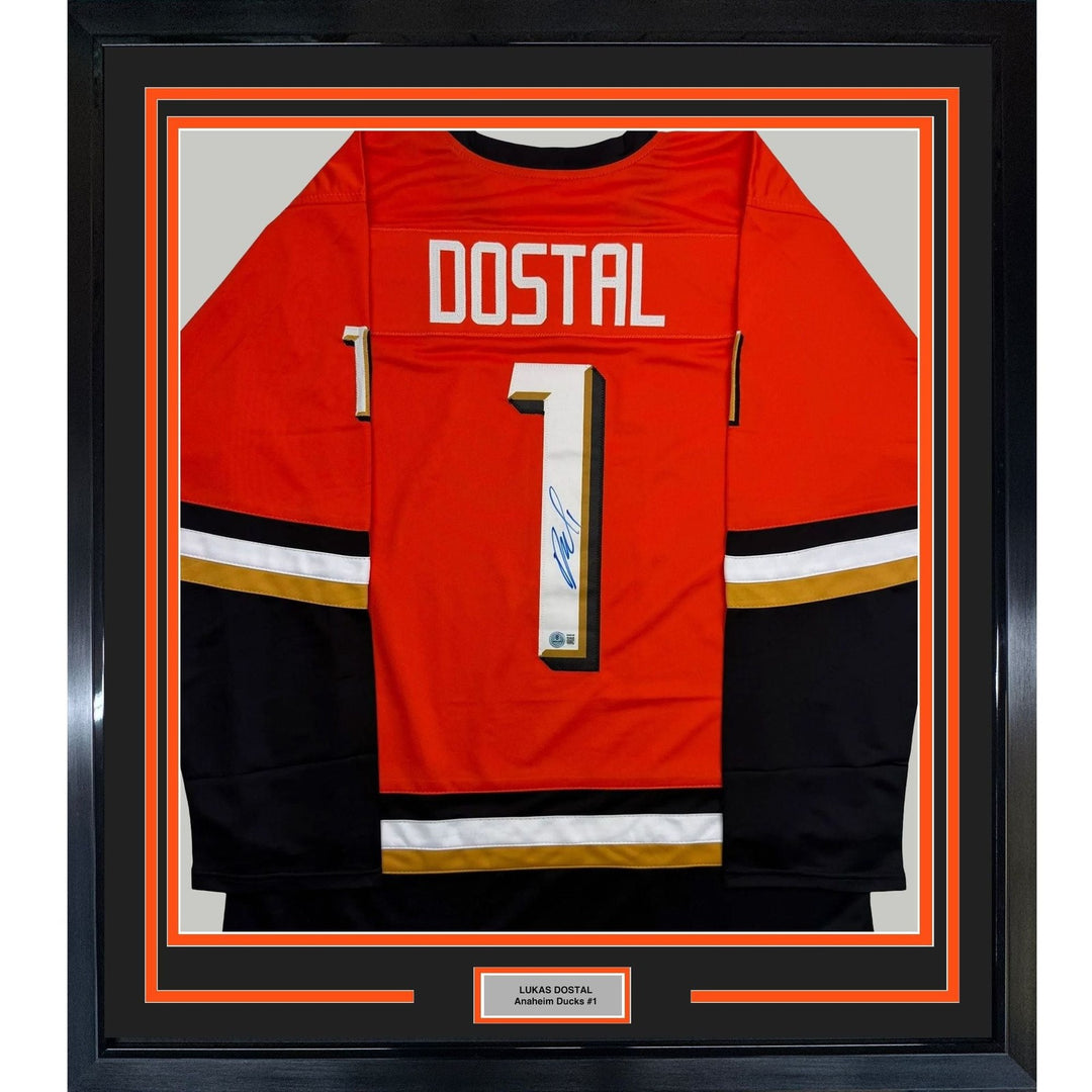 Framed Autographed/Signed Lukas Dostal 35x39 Anaheim Orange Jersey BAS COA