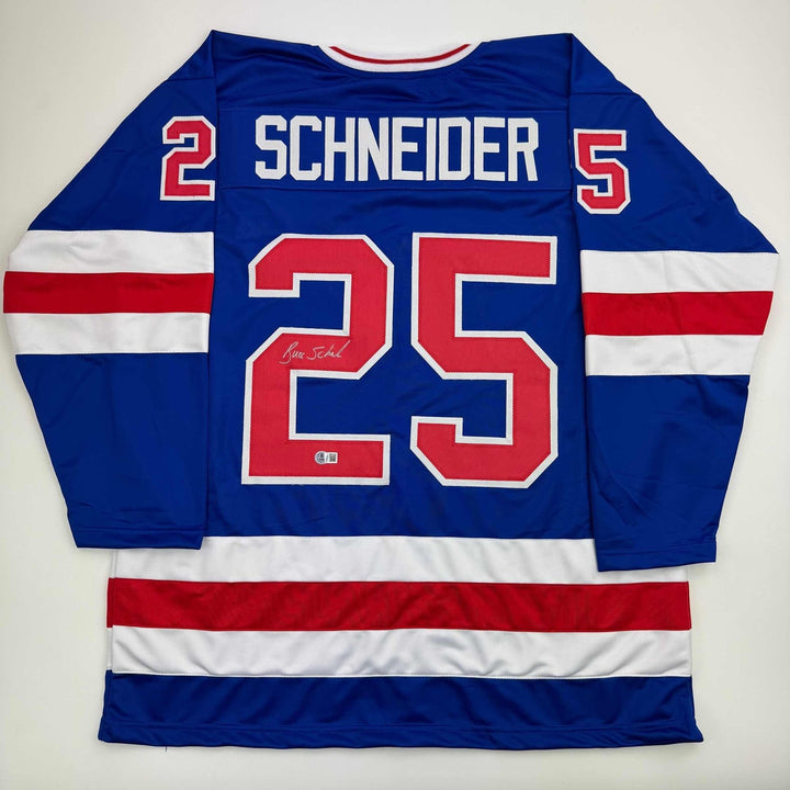 Autographed/Signed Buzz Schneider Blue USA Miracle On Ice 1980 Jersey COA