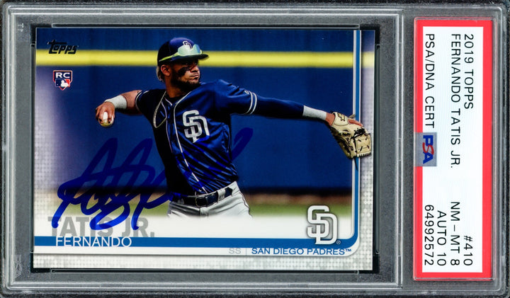 Fernando Tatis Jr. Auto Signed 2019 Topps RC 410 Padres PSA 8 Auto GM 10 PSA/DNA