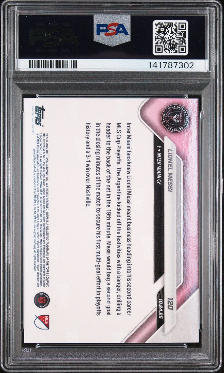 Graded 2025 Topps Now MLS Lionel Messi #120 Soccer Card PSA 10 Gem Mint