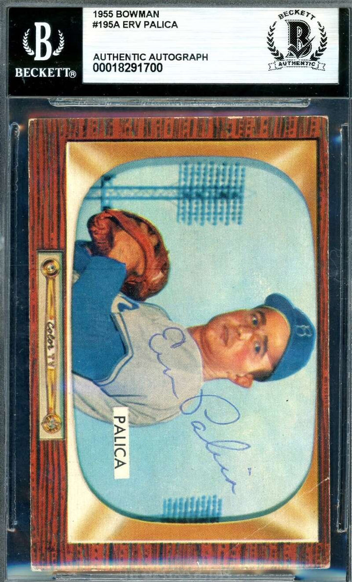 Erv Palica Beckett BAS Signed 1955 Bowman Autograph