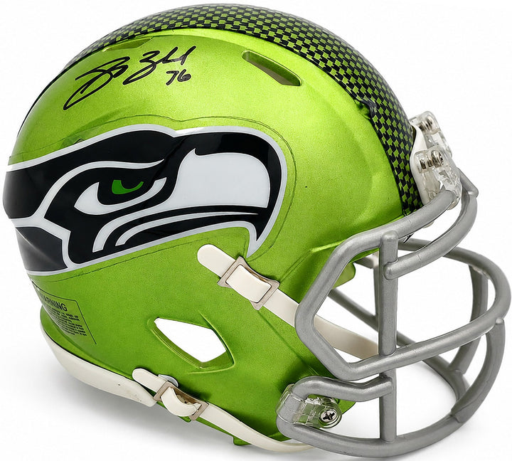 Grey Zabel Signed Seattle Seahawks Flash Green Speed Mini Helmet MCS Holo
