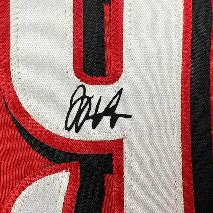Framed Facsimile Autographed Joey Votto 33x42 Red Reprint Laser Auto Jersey