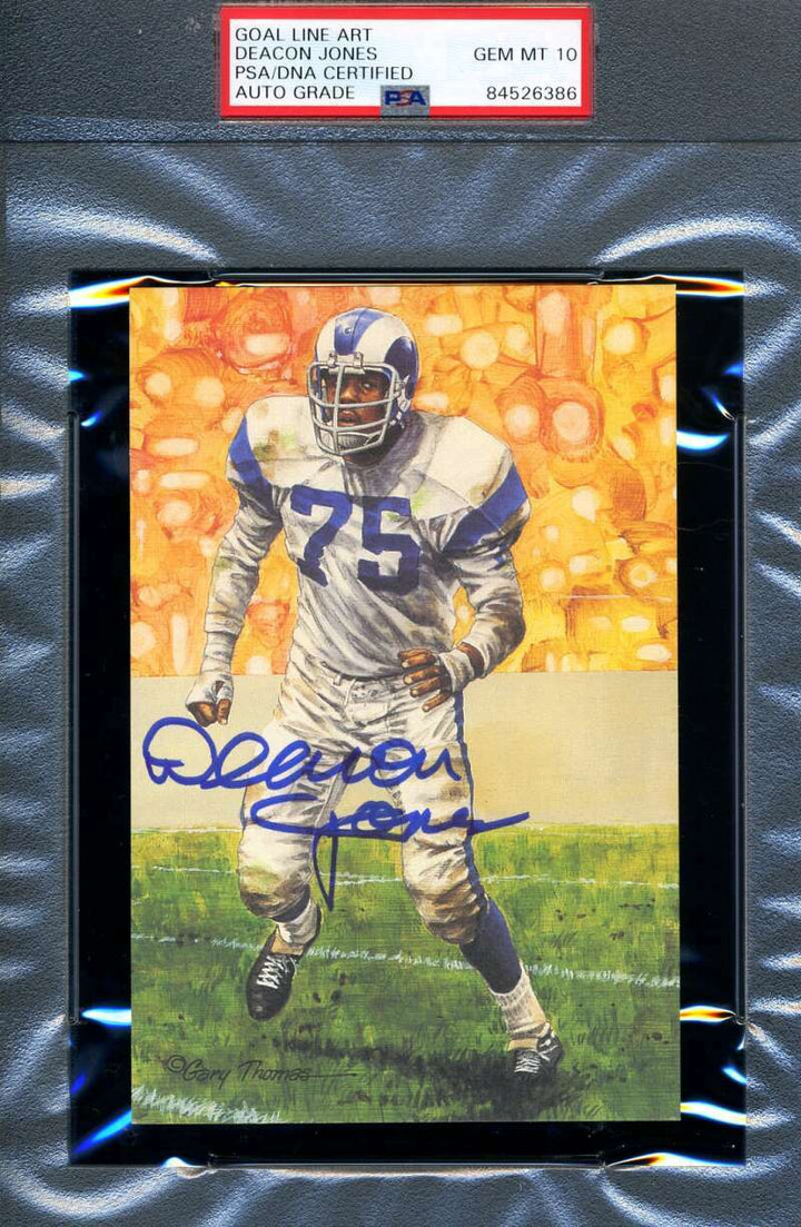 Deacon Jones Gem Mint 10 PSA DNA Slab Signed Goal Line Art Card Autograph GLAC